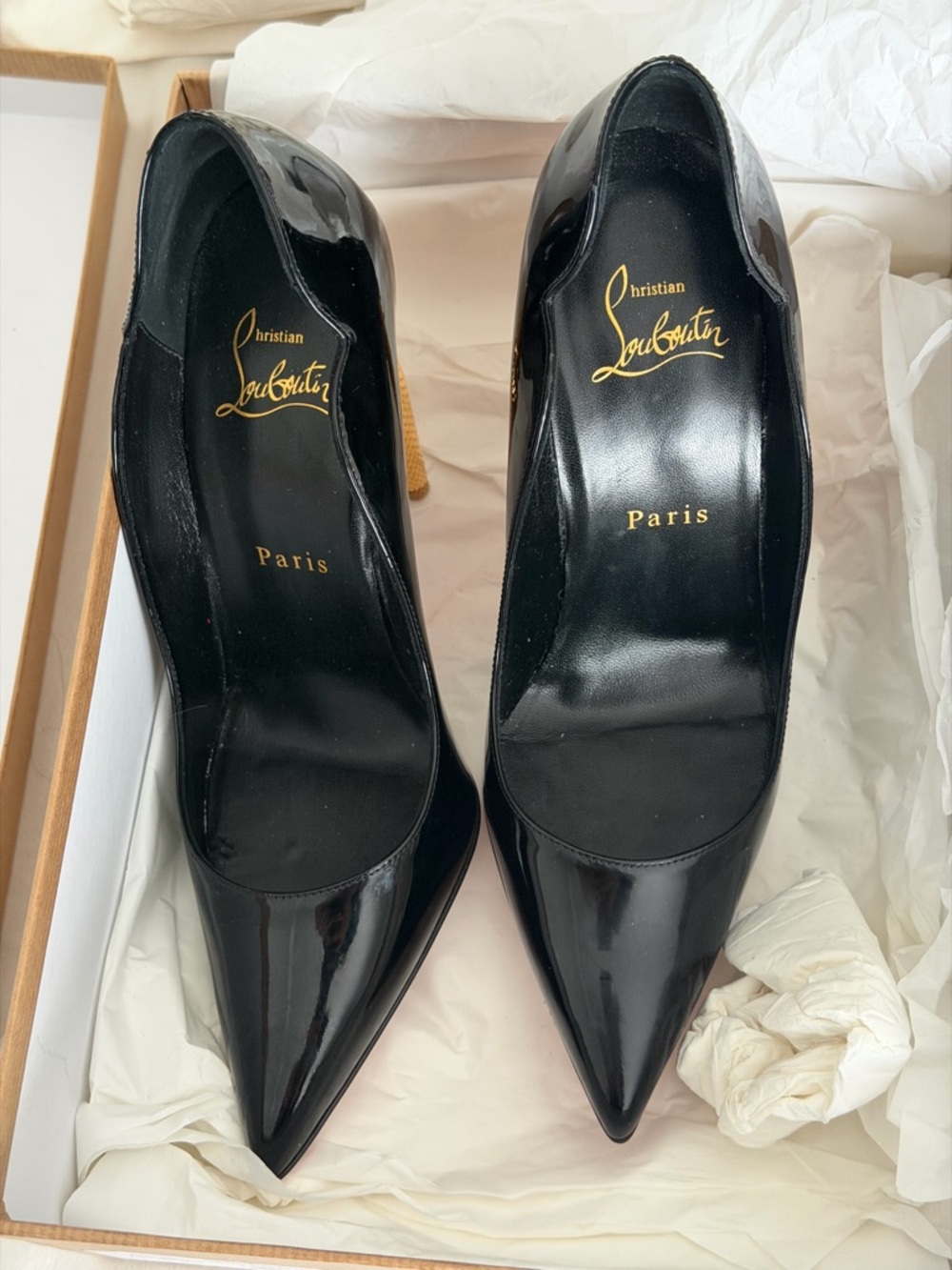 Christian Louboutin Black Patent Pointed Toe Stiletto Heels
